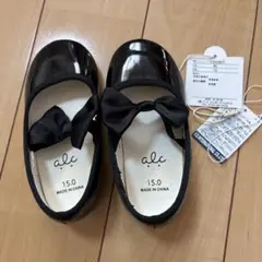 黒 リボン付きバレエシューズ 15.0