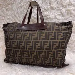 FENDI フェンディ ズッカ柄 トートバッグ キャンバス バケツ レザー 