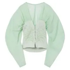 mamekurogouchi 提灯カーディガン グリーン