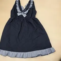 アクシーズファムキッズ　チェック柄　フリル　ジャンドレ 130サイズ 黒