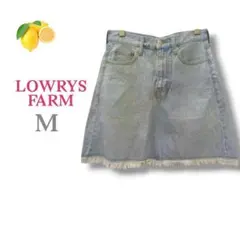 9『ローリーズファーム』 デニムミニスカート【M】フリンジ ギャル ライトブルー