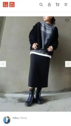 ストレッチダブルフェイスナロースカート（丈標準80～84cm）サイズM