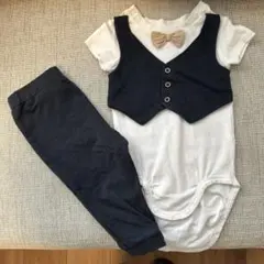 ベスト風ロンパース 蝶ネクタイ付き