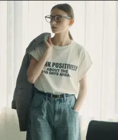 PUAL CE CIN☆ピュアルセシン☆袖口太糸ステッチロゴプリントTシャツ