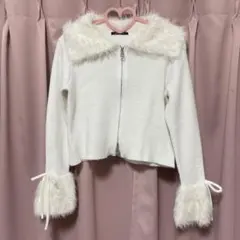 羽毛領拉鍊針織衫 oneway