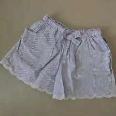 ムージョンジョン　ストライプ リボン付き ハーフパンツ