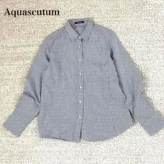 アクアスキュータム 長袖シャツ 千鳥格子柄 シルバーボタン 綿100 ノームコア
