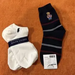 【新品】Ralph Lauren ソックス 、ベアソックス23-25cm 3足