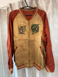 【クリーニング済】【美品】クロップドヘッズ 白虎 リバーシブルスカジャンL クリーニング済】【美品】クロップドヘッズ 白虎 リバーシブル