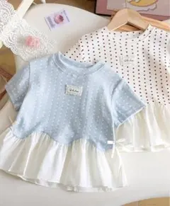 新品 子供服 半袖Tシャツ ハート柄 フリル