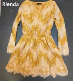 Rienda オレンジ　花柄　レース　ワンピース