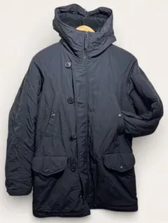 ユニクロ 中綿ジャケット メンズM フード付き 防寒 シンプル ネイビー