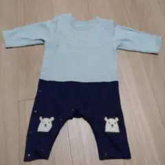 クマ柄長袖ロンパース