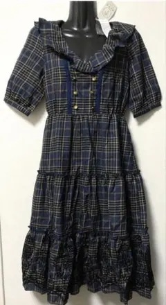 未使用　axes femme フロッキー　ラッフル襟チェック柄OP ワンピース