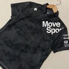 DESCENTE メンズ ゴルフシャドー総柄ポロシャツ ブラック☆美品☆