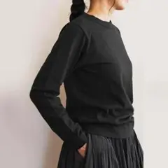 ホームスパン✨天竺 クルー ロングスリーブ Tシャツ M 黒 homspun