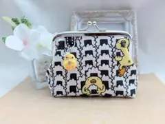 もこもこおにぎりぷっくりがま口ポーチ　匿名配送　小銭•小物入　 ハンドメイド