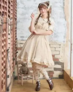 しまむら×愛野えり マノンローズ　ジャンパースカート(ベージュ)S