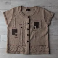 デザインニット カーディガン ケーブル編み 刺繍