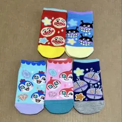 新品13-19cmアンパンマンキッズ靴下 5足セット　ドキンちゃん　ダダンダン