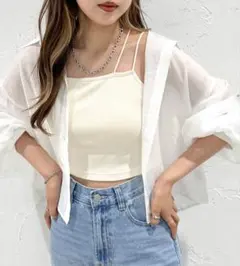 ホワイト シアーシャツ 長袖