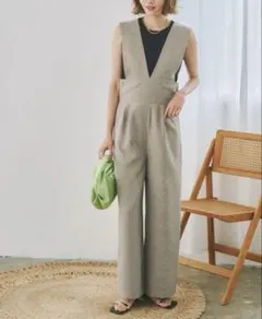 titivate リネンライクVネックオールインワン/サロペット