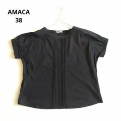 アマカ AMACA ピンタック レース カットソー ブラウス 黒 38 三陽商会のサムネイル