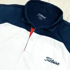 タイトリスト　ゴルフ　ドライストレッチ　ポロシャツ　L 美品　速乾　ホワイトのサムネイル