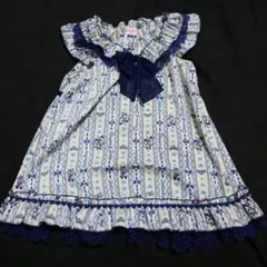 １１８　メゾピアノ　ノースリーブワンピース フリルリボン付き　１００センチ