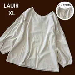 美品 ラウアー 大きいサイズ バックリボンプルオーバー チュニック ベージュ