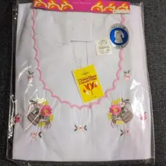 洋装　割烹着 白　80cm　昭和レトロ　日本製　花柄　刺繍のサムネイル