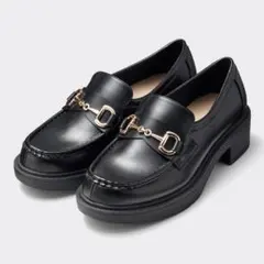 GU ジーユー ボリュームソールビットローファー ブラック L