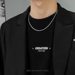 【大好評】ユニセックス　シルバー　ネックレス　シンプル　ワンポイント　チェーン