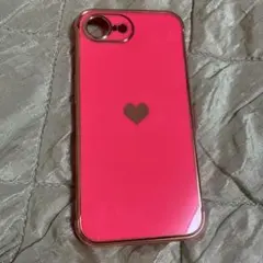 iPhone17e用ケース ピンク ハート ゴールドフレーム