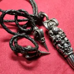 【特大】SKKINコブラ　シルバーネックレスペンダントレザーのサムネイル