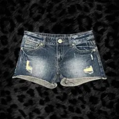 平成ギャル Y2K グランジ　デニム　ショートパンツ　ダメージ　ローライズ　ミニ