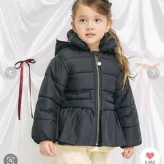 本日まで！新品　アプレレクール　フード付きブラック中綿コート