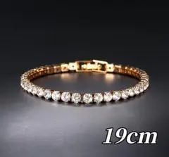 ブレスレット テニス ヒップホップ 19 クリスタル ゴールド スワロフスキー