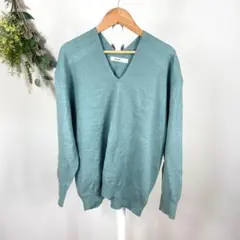 T1171 ニコアンド　ニット　ブルー　Vネック　長袖　冬　ゆったり　L セール