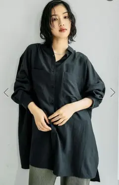 オーバーサイズ ロングシャツ ブラック