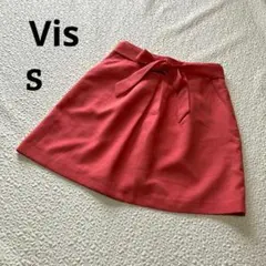 vis フレアスカート ウエストリボン コーラルピンク 上品 フォーマルのサムネイル