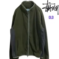 00s OLD stussy フリースジャケット　カーキ　オリーブ　M 大き目