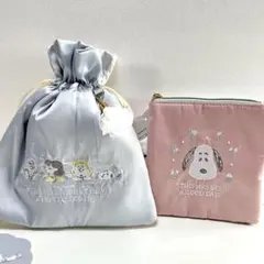 【3点まとめ】スヌーピー ポーチ 巾着 SNOOPY ポーチ　ピーナッツ セット