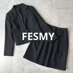 FESMY スーツスカートセットアップ ドット柄 セレモニー 仕事 通勤 黒 M