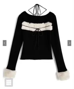 ファーホルターネックリボンニットトップス[ru1387]