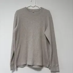 ユニクロUNIQLOワッフルクルーネックTシャツ　ナチュラル　Mサイズ
