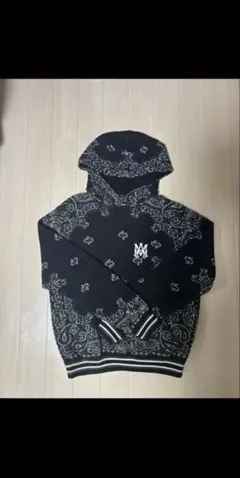 AMIRI ロゴ ペイズリー サーマル スウェット パーカー ブラック