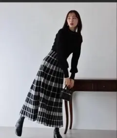 BLUEEAST ブルーイースト　チェックジャガードニットワンピース