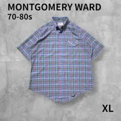 70s〜80s MONTGOMERY WARDマドラスチェック半袖シャツXL相当のサムネイル