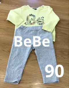 【BeBe】男の子　列車デザイン長袖Tシャツとパンツセット